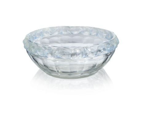 RENÉ LALIQUE (FRENCH, 1860-1945)A Rare Pre-War 'Mésanges' Bowl, design introduced in 1931clear glass, press-moulded, frosted 