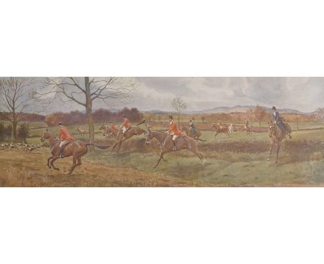 Frank Algernon Stewart (1877-1945) British. "The Chiddingfold, Near Ivelle Farm", a Hunting Scene, Lithograph, Signed in Penc
