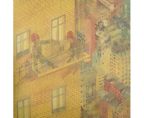 Leonard Rosoman (1913-2012) British. "The Backdrop, New York", Print, Signed, Inscribed and numbered 119/250 in Pencil, Unfra