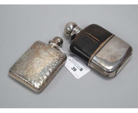 A Hallmarked Silver Mounted Glass Hip Flask, G&amp;J W.H, Sheffield 1912, with removable base cup, stamped "Pearce &amp; Sons