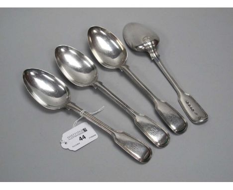 A Set of Six Hallmarked Silver Fiddle and Thread Pattern Table Spoons, Elizabeth Eaton, London 1848, initialled (360grams). (