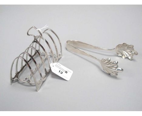 A Hallmarked Silver Seven Bar Toast Rack, Messrs Hutton, Sheffield 1917, of plain arch design, 12.3cm long (110grams); A Deco