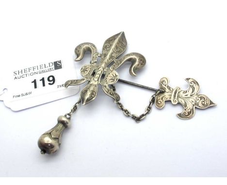 A Victorian Hallmarked Silver Shawl Brooch, Hilliard & Thomason, Birmingham 1847, stamped "Regd. Octr 21, 1847 H.S. Ellis Exe