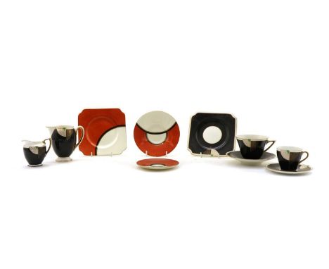 A collection of Royal Doulton 'Tango' coffee wares, eight coffee cups and saucers, a teacup and saucer, a side plate, two sug