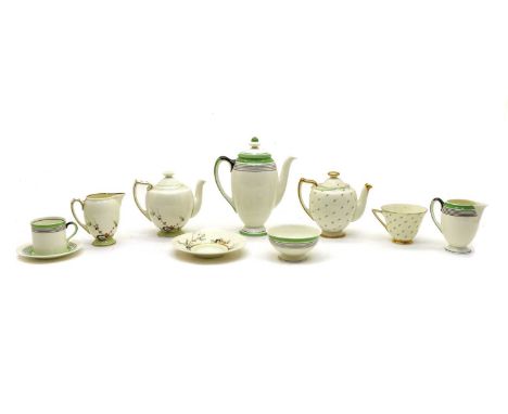 Three Royal Doulton part tea and coffee sets, a 'Rigi' part teaset, comprising a teacup and two saucers, a side plate, milk j