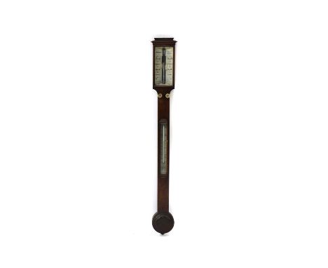 A rosewood stick barometer by Hislop, London, with a silvered dial, 98.5 cm highCondition report: In very good condition