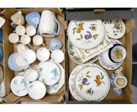 A mixed collection of items: to include Royal Worcester Evesham patterned flan dishes , Minton plates, Mid century coffee set