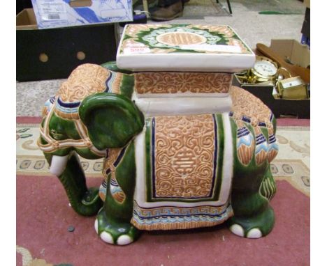 A large ceramic plant stand in the form of an Indian Elephant: 