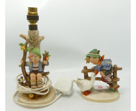 Goebel Apple Boy Lamp Base &amp; Barnyard Hero Figure: tallest to fop of fitting 24cm(2) 