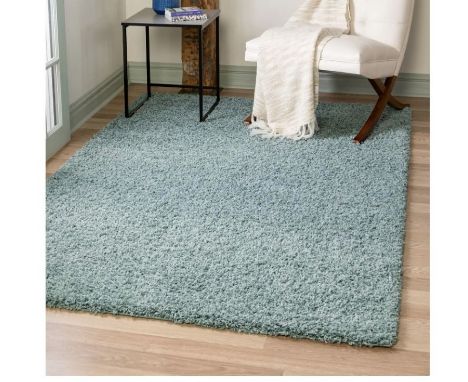 A brand new 'Unique Loom' branded rug: Solo Solid Shag Light slate blue 155cm x 245cm. 