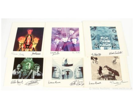 Collection of 6x Mod Art Studio Doctor Who signed prints. Signatures include Tom Baker, Louise Jameson, Nicholas Courtney and