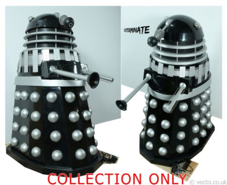 Large scale life size Doctor Who black Dalek, scratch built, made from fibre glass, wood, plastic and metal, with electronics