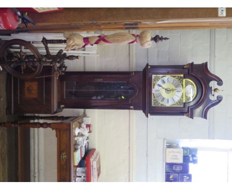 A George III style mahogany longcase clock by Richard Broad, Bodwyn, the swanneck pediment over a silvered and brass arch dia