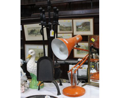Companion set and Anglepoise style lamp  