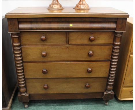 Victorian mahogany Scotch chest, with one long drawer above two short and three long, height 123 cm, width 120 cm, depth 50 c