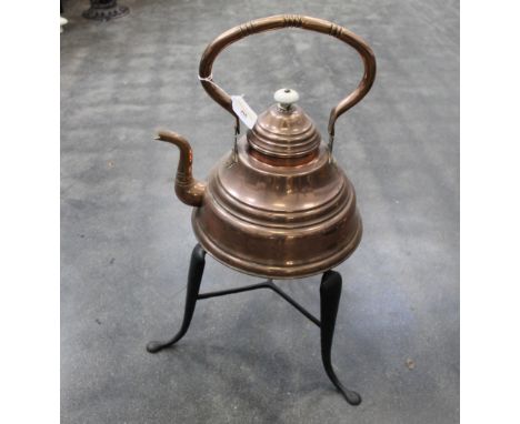 Copper kettle on trivet, maximum height 60 cm