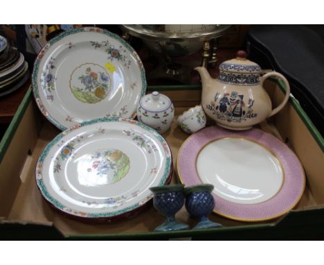 5 Copeland Spode decorative plate, Worcester plate, teapot etc 