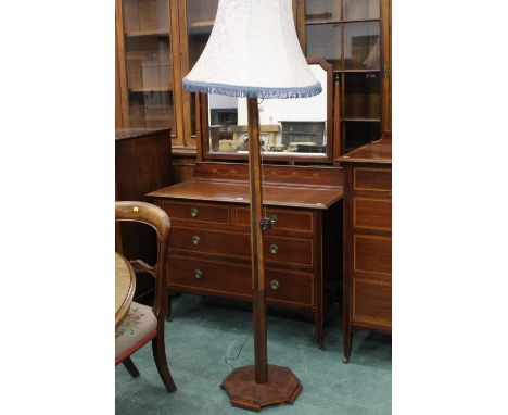 20th century standard lamp with blue and white floral shade