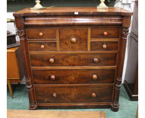 Victorian mahogany Scotch chest, height 120 cm, width 123 cm, depth 58 cm