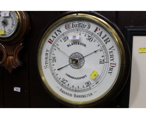 Early 20th century circular aneroid barometer, Blake &amp; Sons of London and Gosport, 35 cm diameter