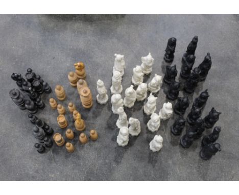 Two sets of chess pieces 