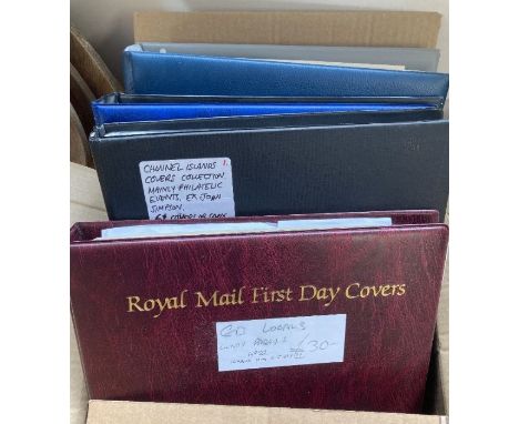 STAMPS CHANNEL ISLANDS : Three albums with various covers, cards etc. Includes Channel Islands Specialist Society covers, wit