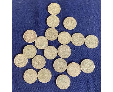 COINS : GVI  Pre 1947 Silver Half Crowns , mixed dates and condition (20) 278g