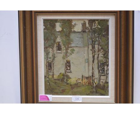 Thomas Bonar Lyon (Scottish, 1873-1955), The Garden Gate, signed lower left, oil on board, framed. 29cm by 24cm