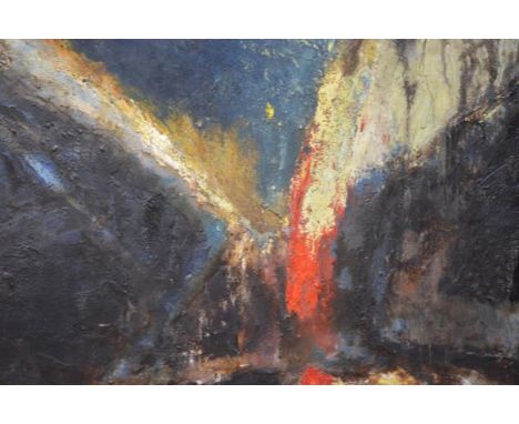 20th Century School, Abstract Composition, oil on canvas, inscribed R. White to stretcher verso. 154cm by 123cm