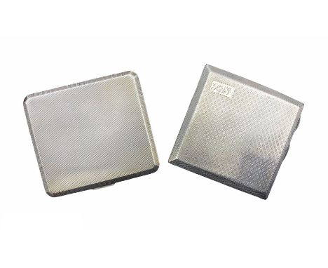Engine turned silver cigarette case with inscription Birmingham 1940 Maker Henry Clifford Davis and another Birmingham 1932 8