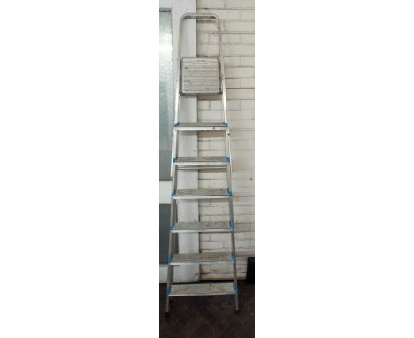 A pair of aluminium folding platform step ladders 