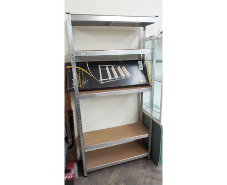 A new 1.78m boltless five tier galvanized shelving unit, carries up to 130kg per shelf 