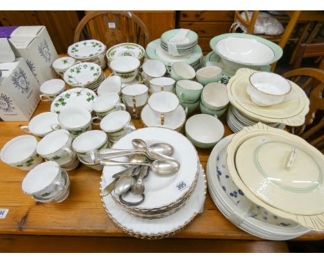 Ivy leaf tea set, green dinner service, other china ware and some crystal glasses