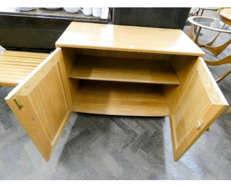 Ercol light oak entertainment unit fitted 2 doors, 3' wide