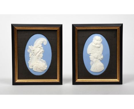 GEORGE PRINCE OF WALES AND CAROLINE PRINCESS OF WALES A pair of Wedgwood jasperware oval portrait plaques, c.1795, each appli