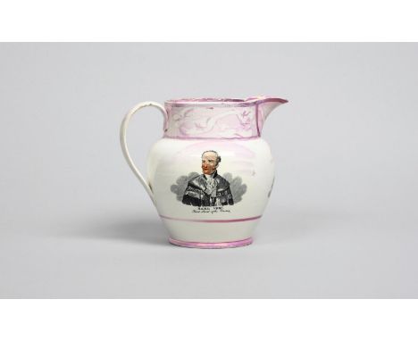 1831 REFORM A Sunderland lustre jug, c.1831, printed in black and decorated in flesh tones with portraits inscribed 'William 