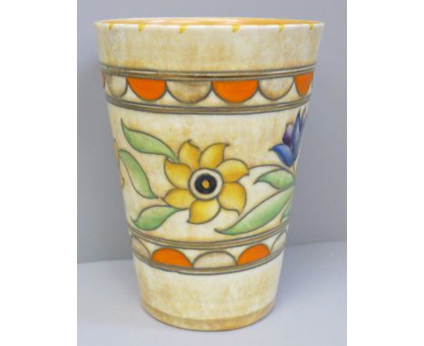 A Crown Ducal Charlotte Rhead tube lined vase, 18cm 