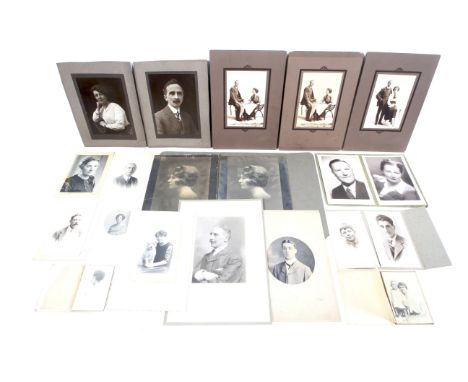 A collection of early 20th century albumen and silver gelatin studio portrait photographs. Mostly mounted on card with some h