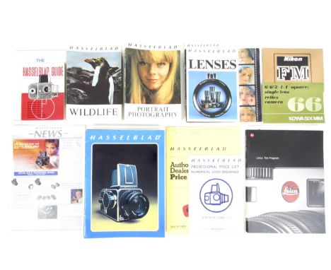 A large collection of Hasselblad related documentation. To include numerous product catalogues, price lists, camera guides, s