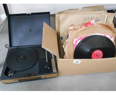 A retro record player & quantity of 78rpm records