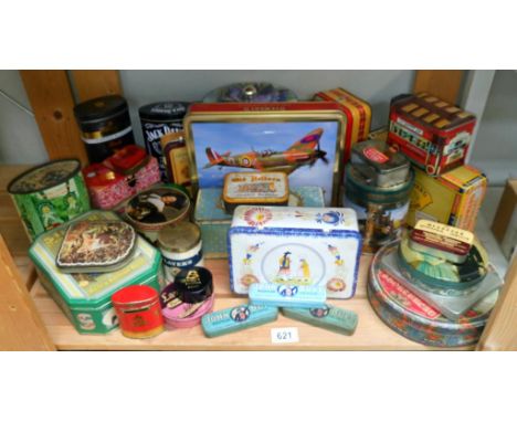 An assortment of vintage tins