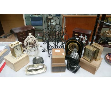 A mixed lot including jewellery boxes, clocks & trinket boxes etc.