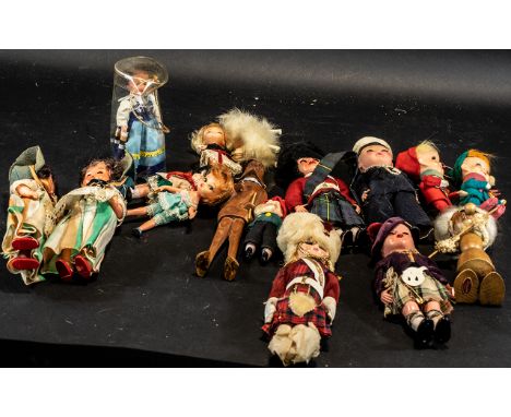 Box of Fifteen Vintage Dolls in National Costumes, trolls and African figures (15)