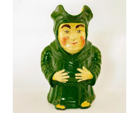 Depiction of Friar Tuck in a deep green glaze.#vintageceramics Issued: 20th c.Dimensions: 8.75"HManufacturer: Wileman &amp; C