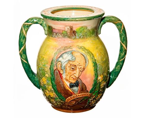 The cup illustrates one of the best known poets William Wordsworth, in this rare presentation cup.The designer was C. J. Noke