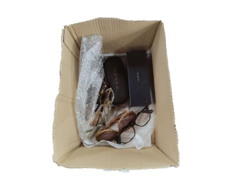 BOX OF VINTAGE DESIGNER GLASSES &amp; SUNGLASSES - POLICE, YSL, GUCCI, MARC JACOBS ETC