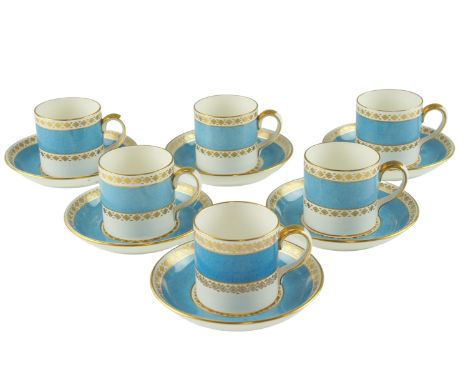 A set of six Crown Staffordshire St Tropez coffee cans and saucers
