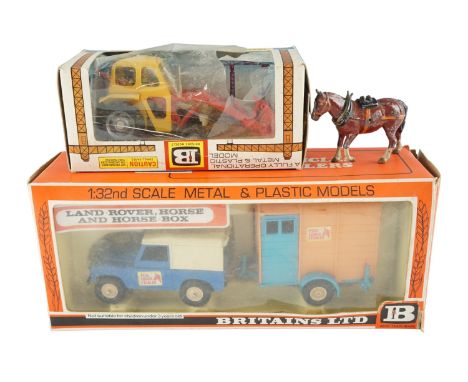 A boxed Britains Ltd Land Rover and horse-box set together with a Massey-Ferguson "Front Loader" tractor