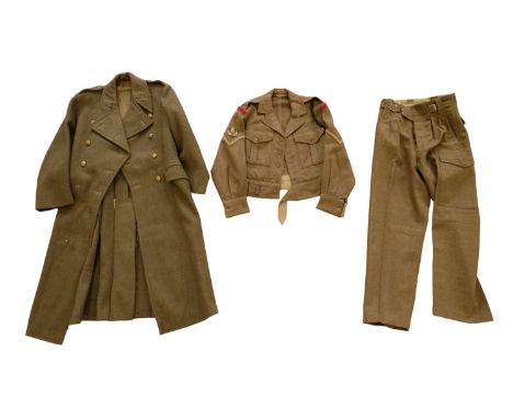 A post-War British army Battledress and greatcoat