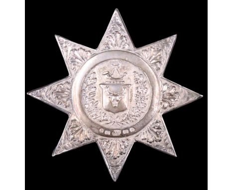 A Victorian Order of Forresters silver star sash badge, Hilliard &amp; Thomason, Birmingham, 1867, 86 mm